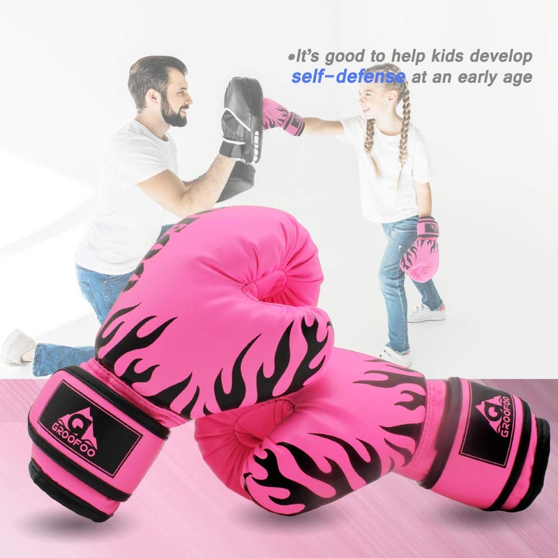 GROOFOO Kids Boxing Gloves 4oz Punching Gloves for Kids 3-6 Traning Gloves for Punching Bag Kickboxing Sparring Muay Thai MMA Fight Gloves - Pink - Image 5
